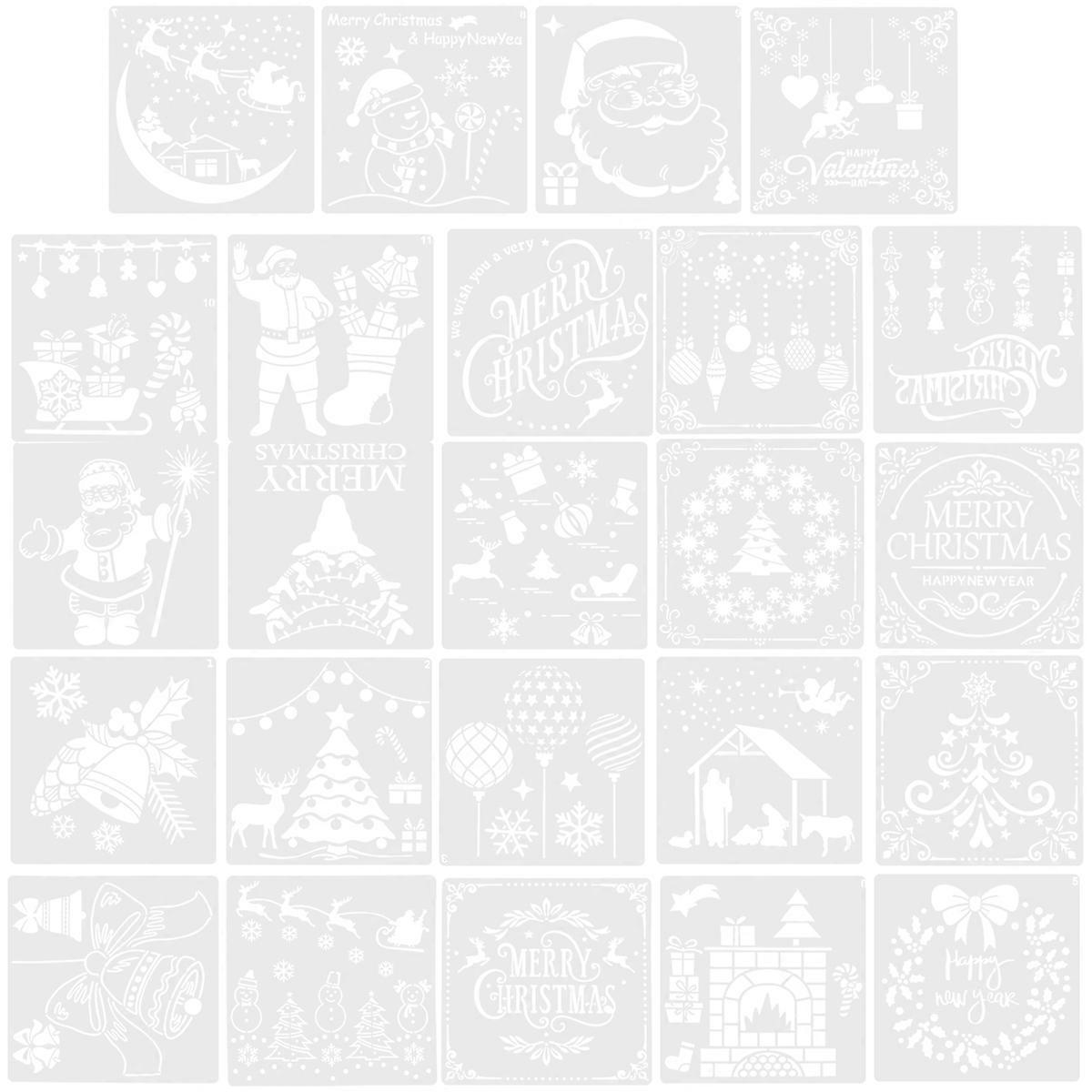 Christmas Painting Stencils Template for Drawing 72 Sheets Hollow Art