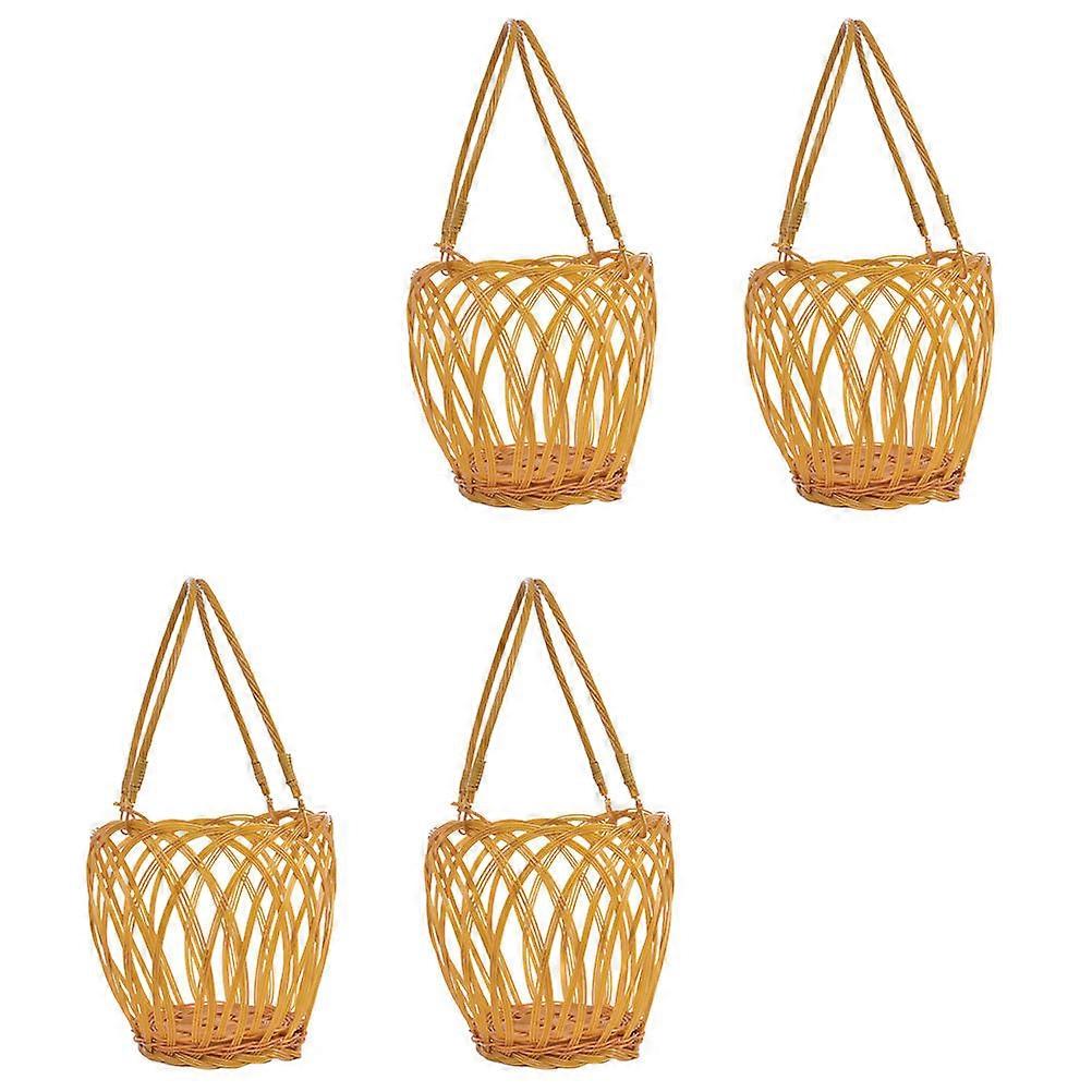 Vintage Imitation Rattan Woven White Wine Basket 8Pcs Wire Reinforced Design For Picnics And Storage