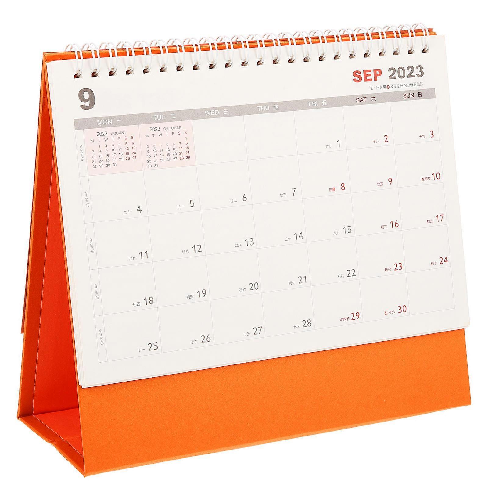 Table Calendars Monthly Calendar Home Use Office Use Rectangular Simple and Chic Design Golden Chocolate Paper Metal Frame 1Pcs