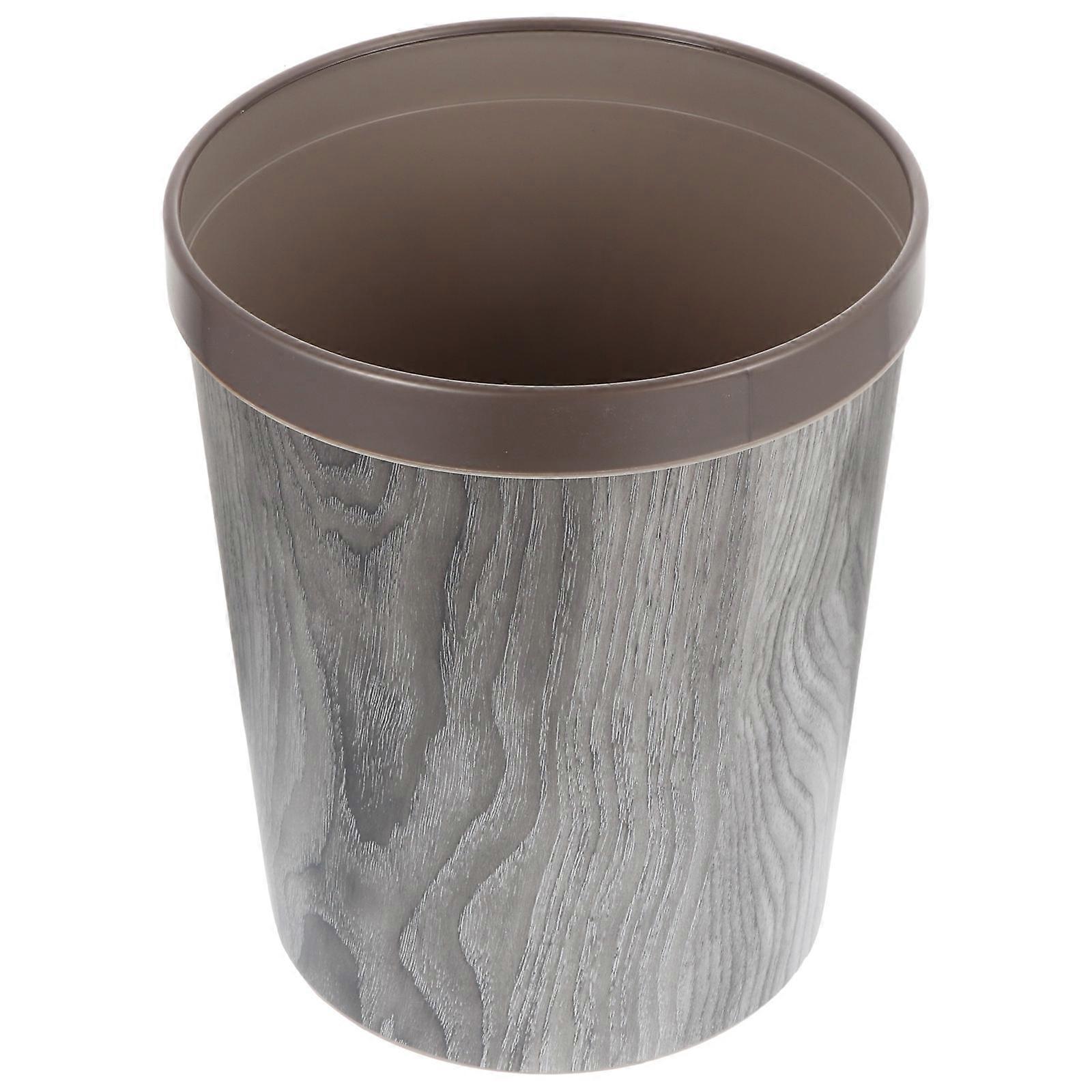 Rubbish Can Woodgraining Trash Can for Home Use 1Pcs Vintage Non-Slid Design