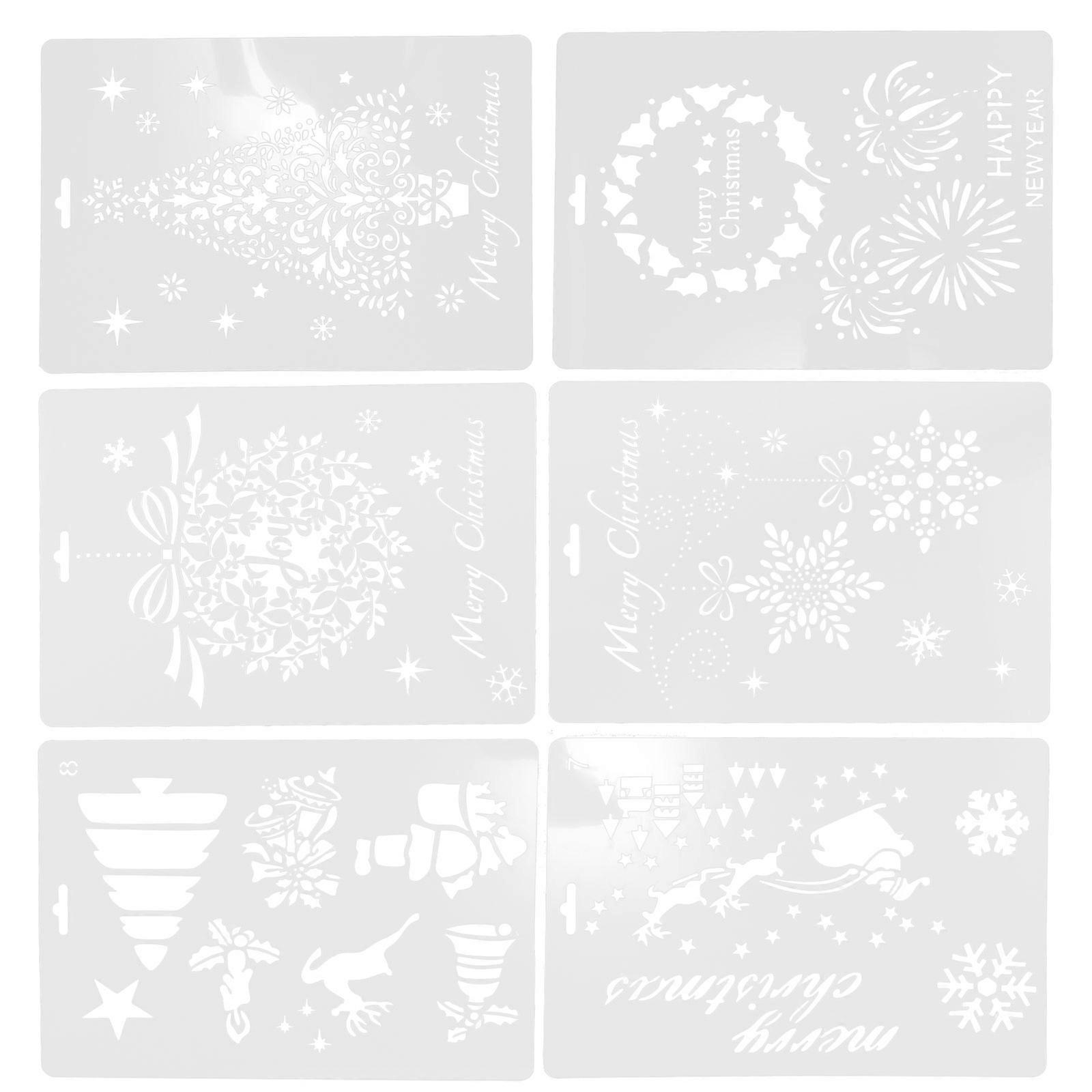 12 Pcs Rectangular Decorative Spray Stencils For Christmas Crafting Home Decoration Ideal For Students And Craft Enthusiasts