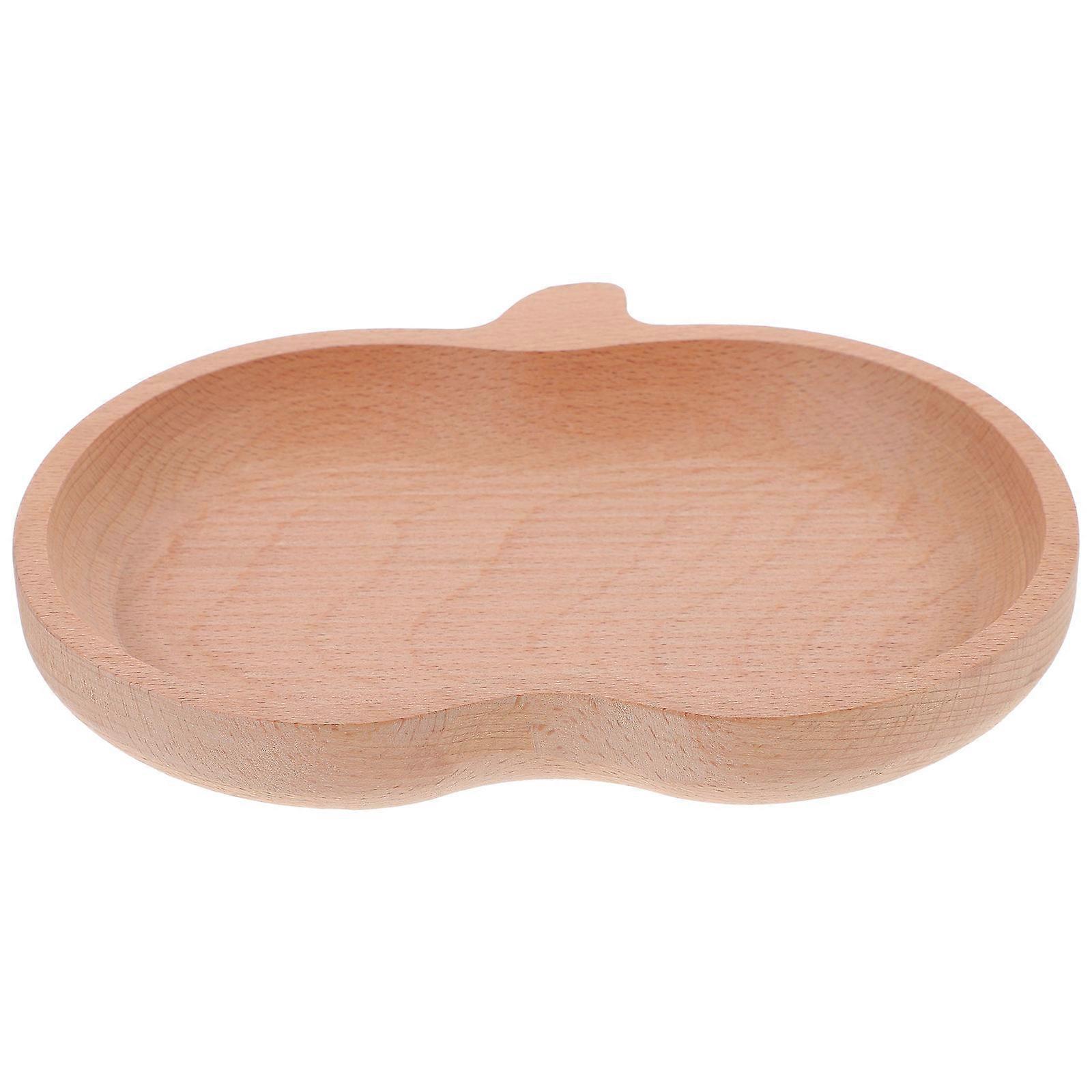 2Pcs Light Brown Wooden Tray Apple Shaped Perfect For Dining And Dessert Serving Designed For Easy Cleaning