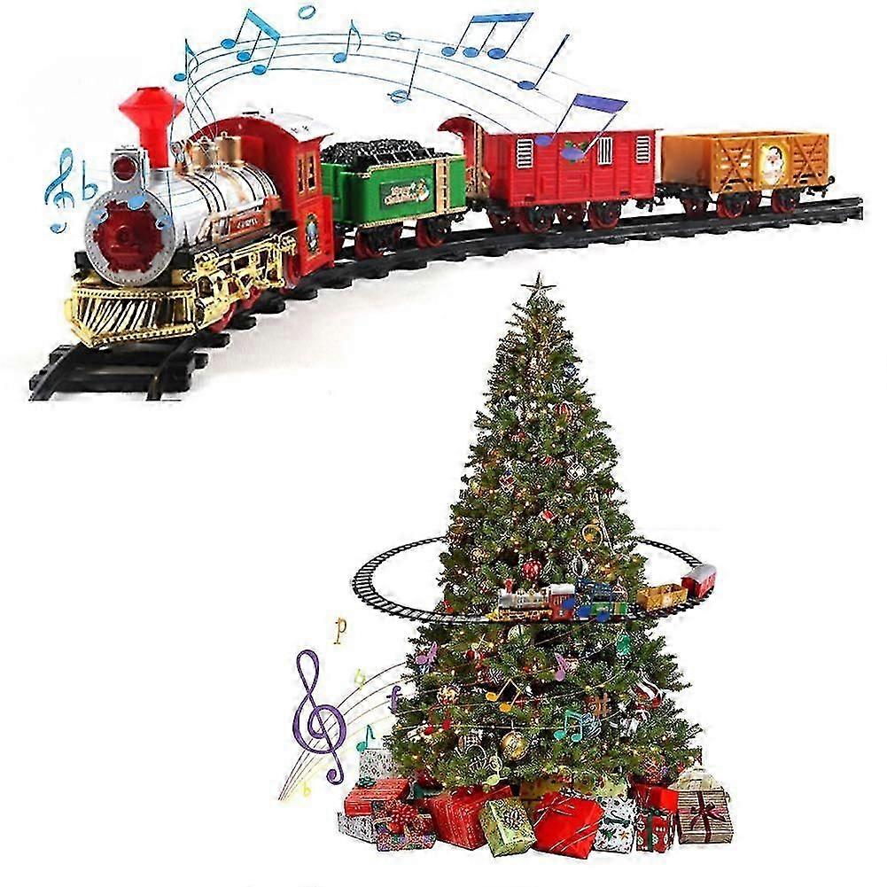 עץ חג המולד רכבת אקספרס חג חגיגי להגדיר מסלול אור וצליל צעצוע מתנה