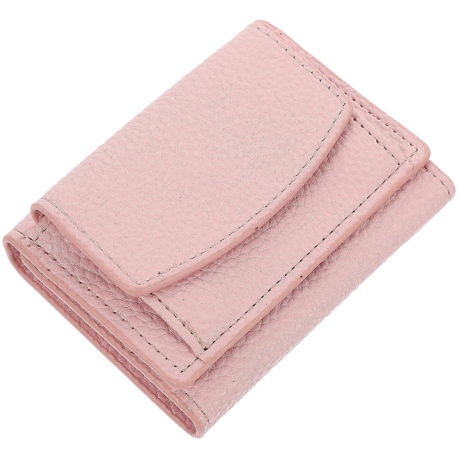 Card Holder PU Wallet for Storage 3Pcs -Fold Pink Wallet