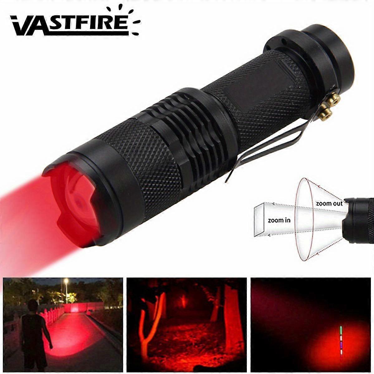 VASTFIRE Red Light LED Flashlight Rechargeable Powerful Waterproof Torch Night Observation Camping