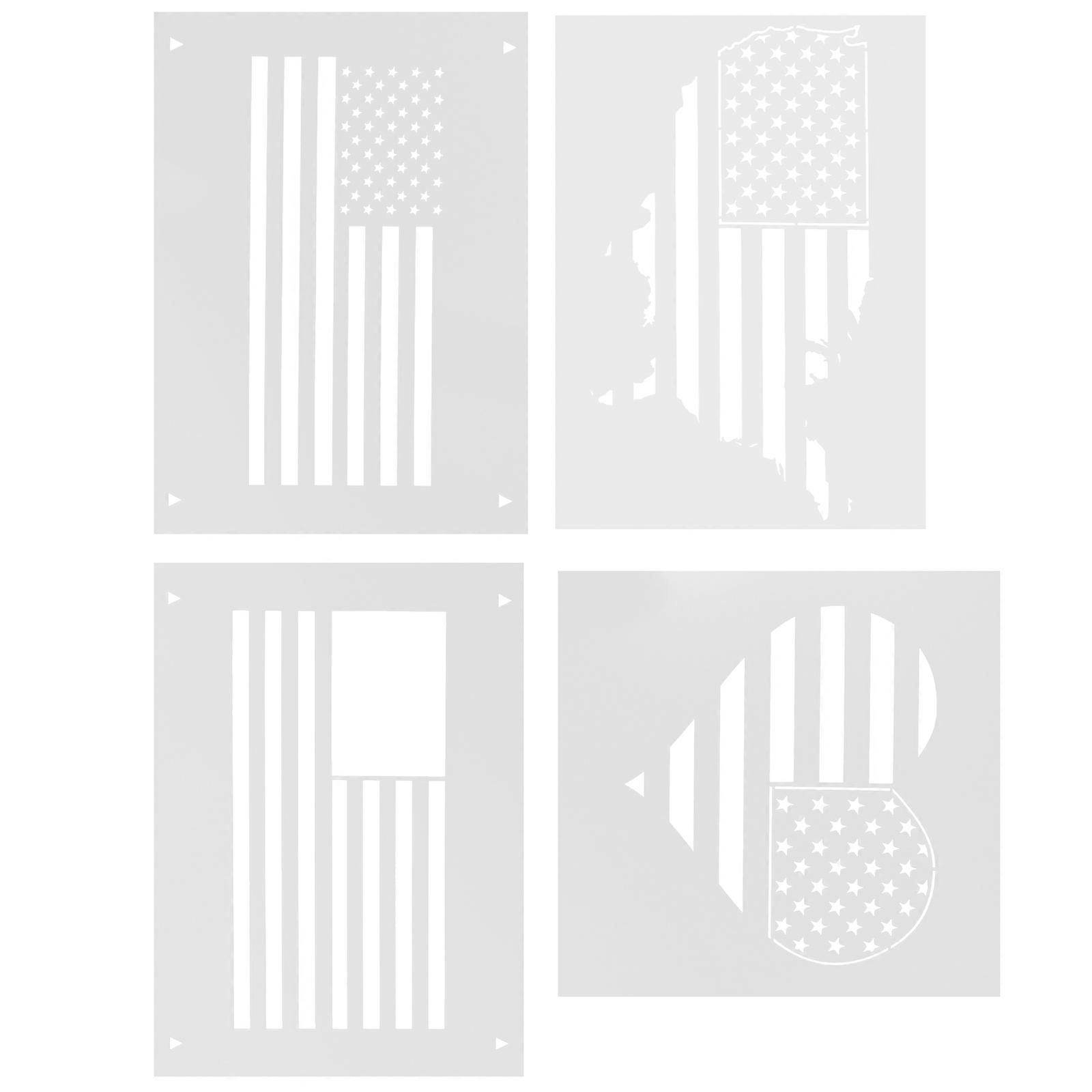 Wall Paint Stencil 12Pcs American Element Design for Drawing Plastic Template