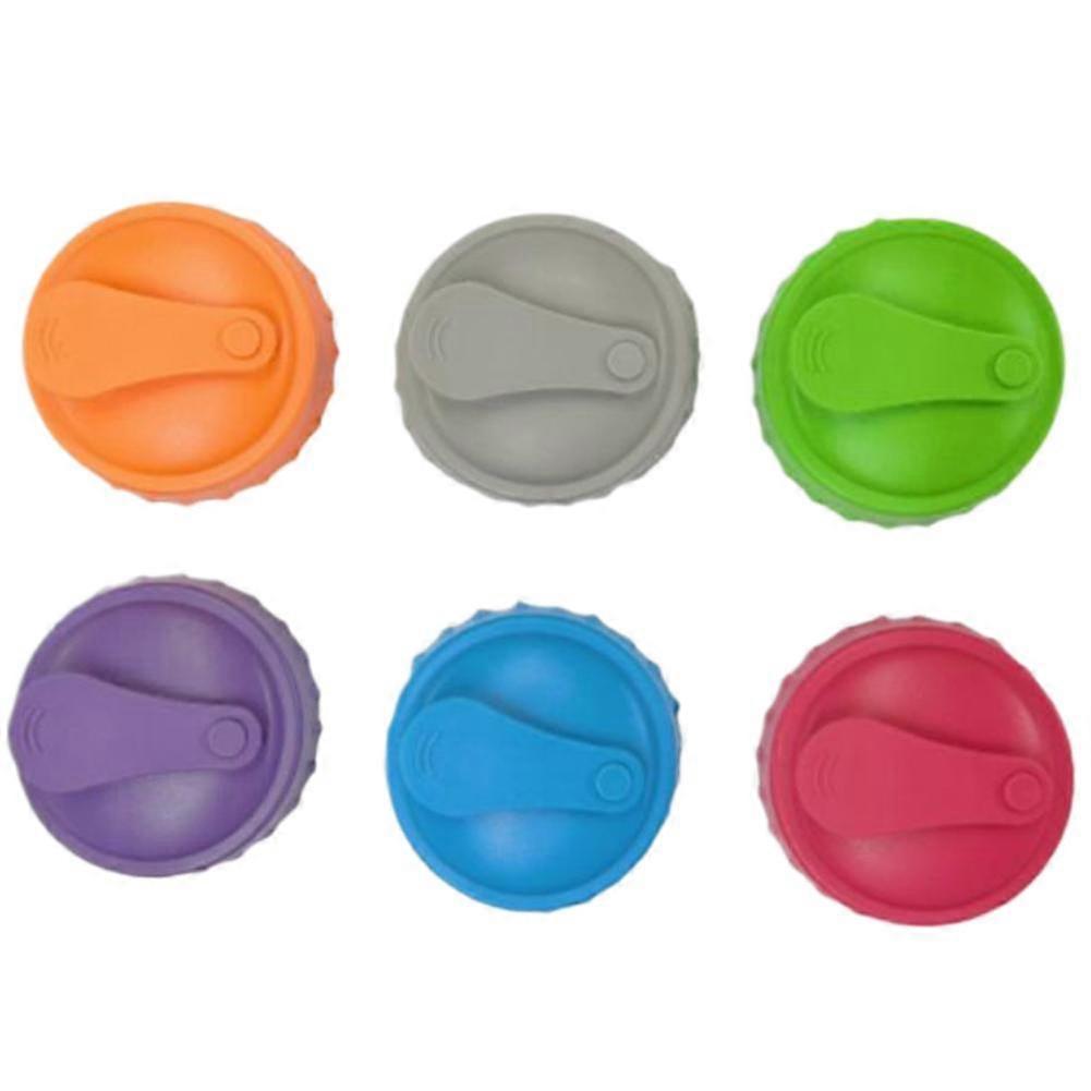 6-Piece Silicone Can Lids Universal Reusable Drink Covers For Soda Beer Bubble Seal Leak Proof Portable For Camping Party Assorted Colors