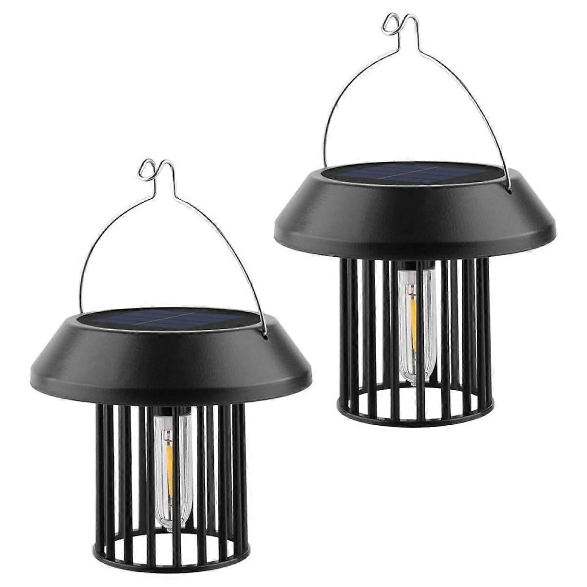 2pcs Solar Powered Lantern Lamp Outdoor Patio Decor Modern Garden Lights 2 Pack