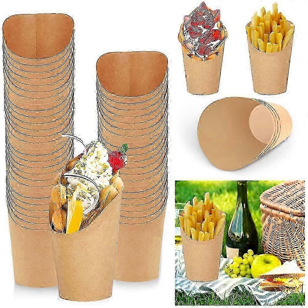 100 stk. engangs pommes frites kopp 14oz snacks kraftpapir kopper vaffel snacks holdere