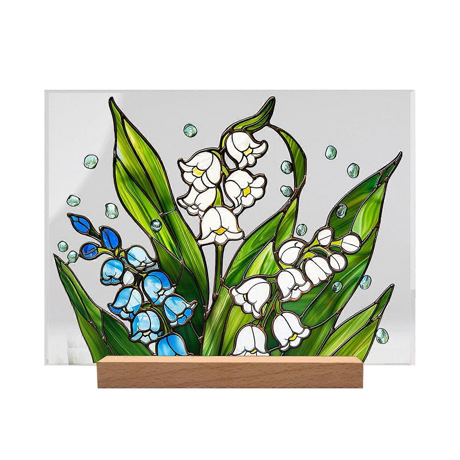 Painted Colorful Flower Pattern Decor Tabletop Decor Imitation Glass Acrylic Handcrafted Model