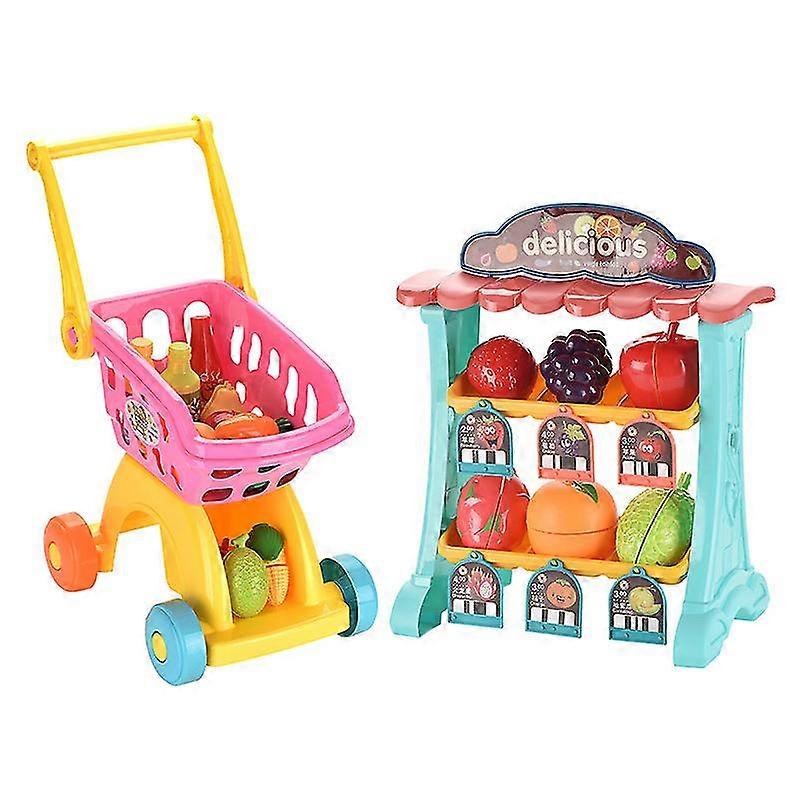Simulation Supermarket Shopping Cart Vending Table Set Toys Play House 25-26