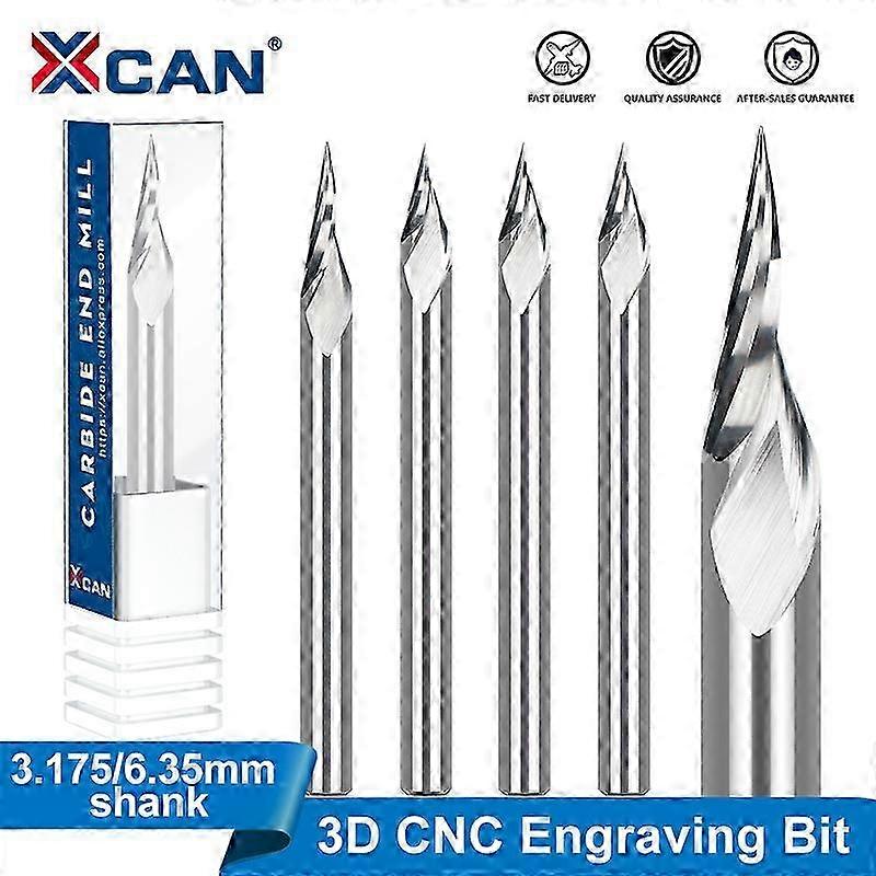Milling Cutter 3D Engraving Bit 3175 4 6 635mm Shank CNC Router Bit Carbide End Mill V Slot Bit for Woodworking 25-26