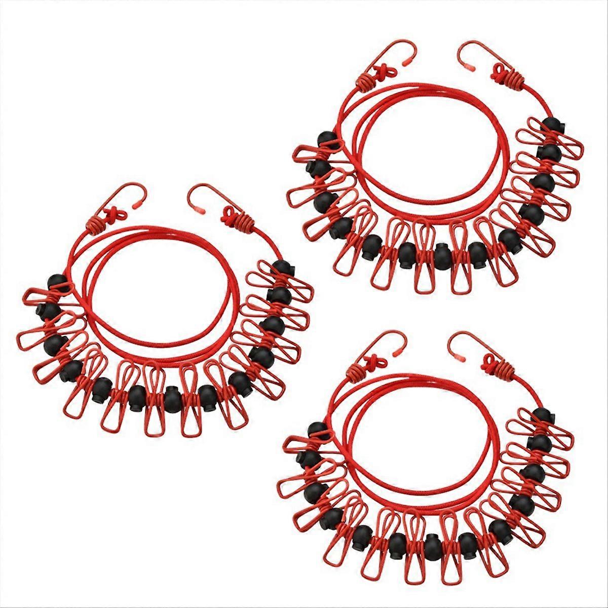 Clothesline, portable clothesline with clothespins, red