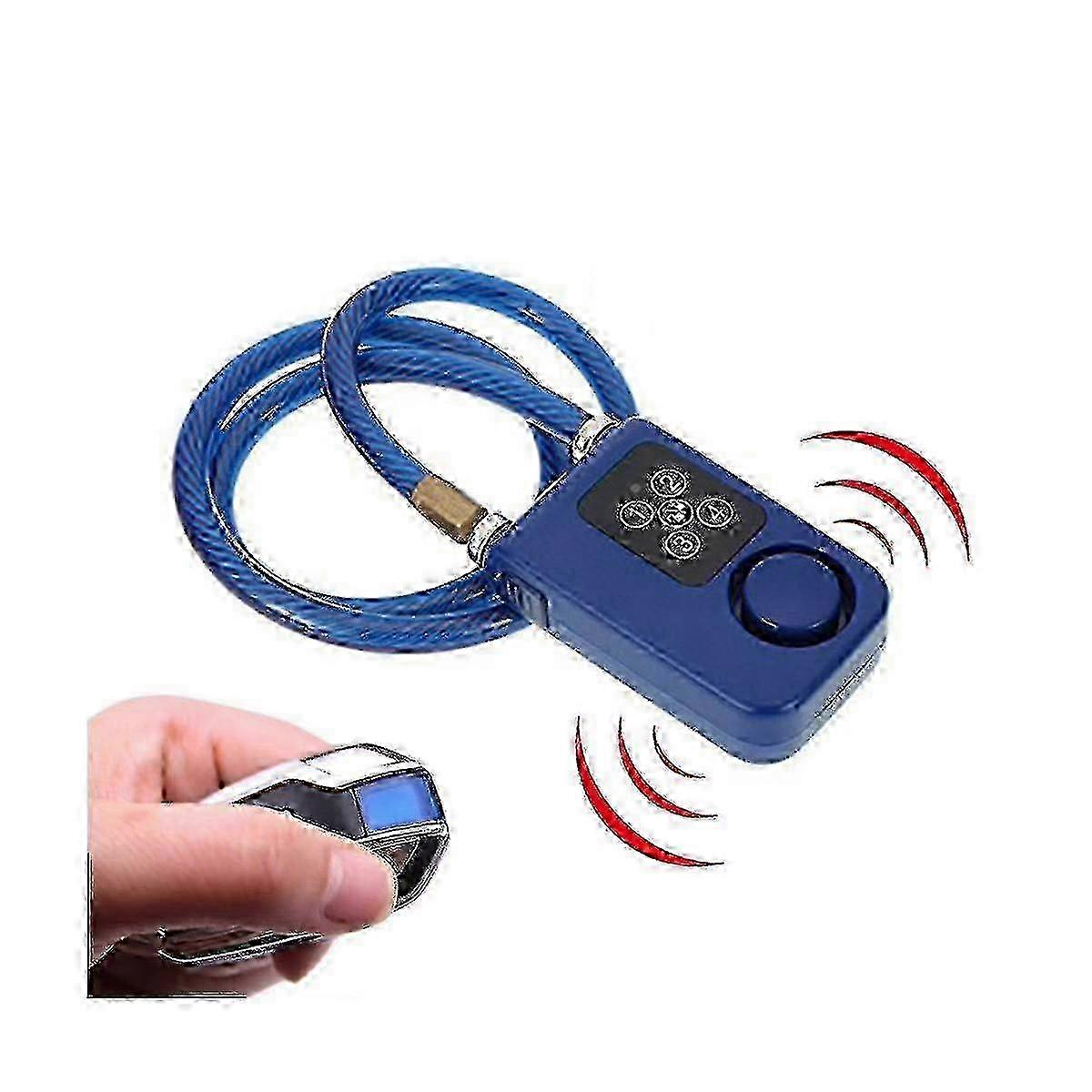 Cycling Security Lock Wireless Remote Control Anti-theft Vibration Alarm Lock Electric Motorcycle Code Chain Lock Blue(EPA13)