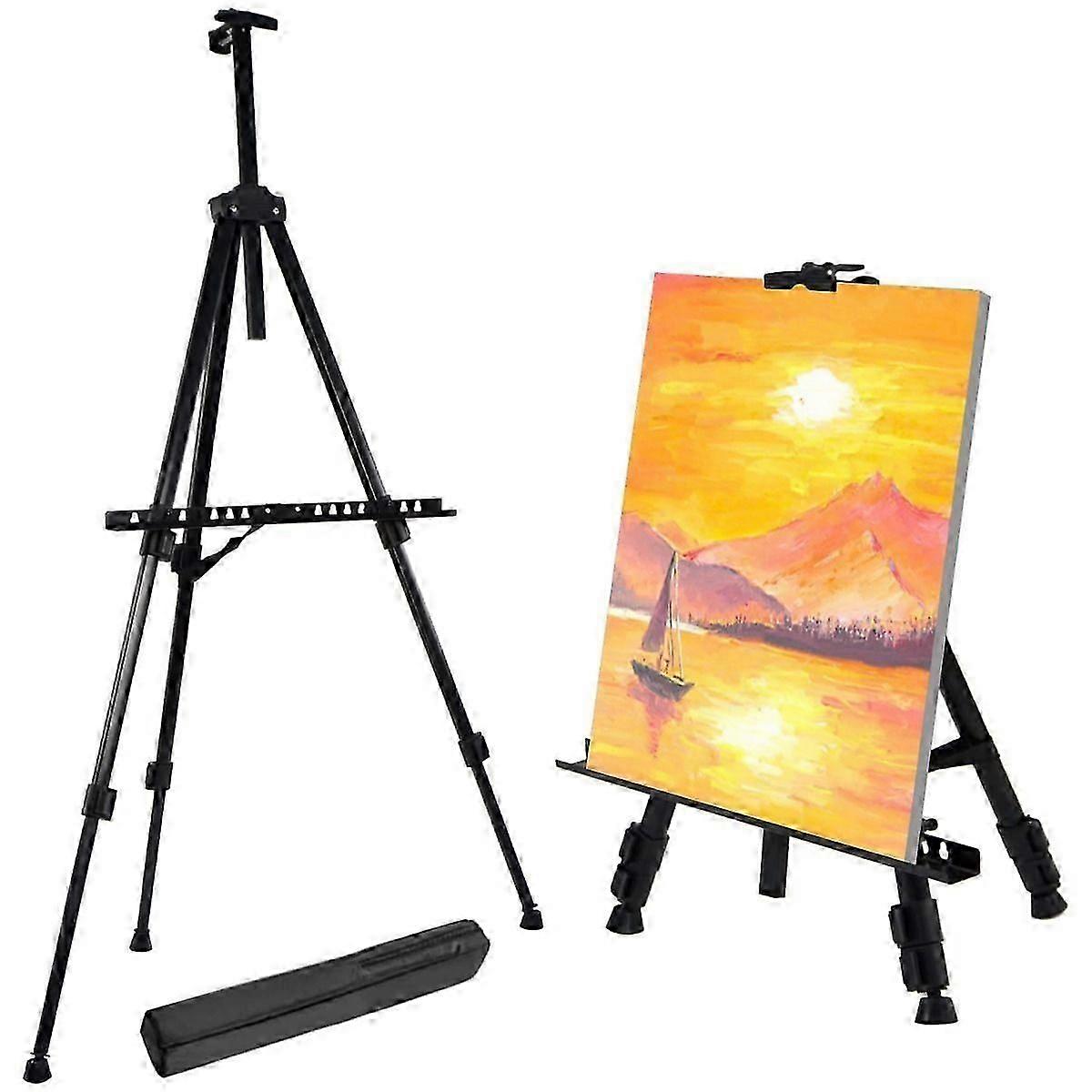 2025 New 66" Reinforced Artist Easel Stand, Extra Thick Aluminum Metal Tripod Display Easel with Portable Bag for Drawing and Displaying