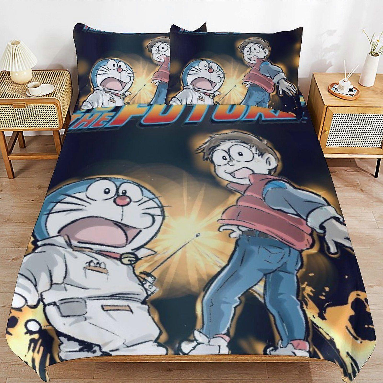 q187 Doraemon Future Adventures Hotel Style Lightweight Smooth Texture Secure Closure Duvet Cover Sets Comfort Package d187