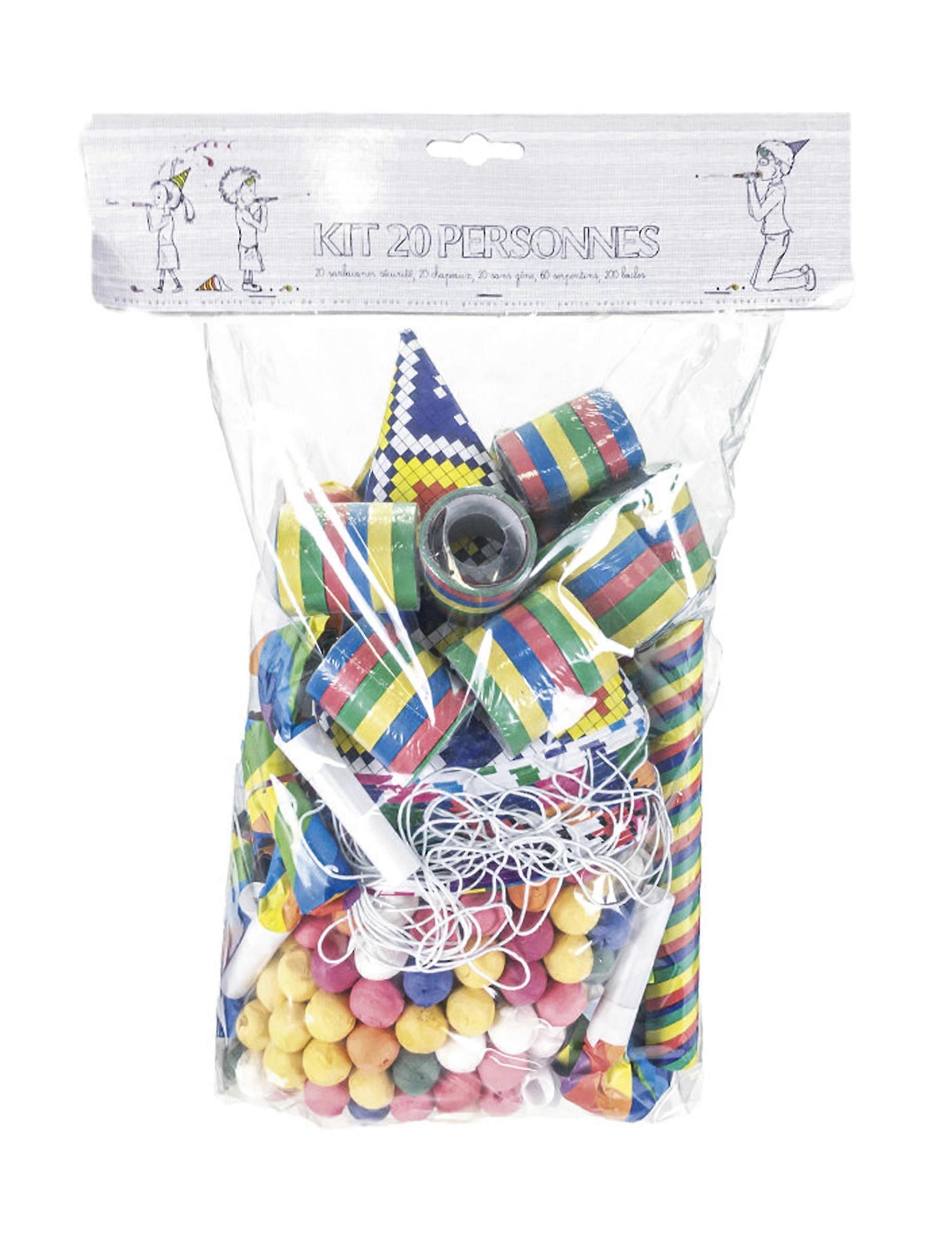 Multicolored party favor kit for 20 people