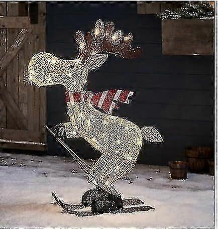 点灯したクリスマストナカイの装飾、ポーチ、芝生、庭のJUのためのライト付きの照明付き照明付き2Dトナカイ屋外クリスマスの装飾