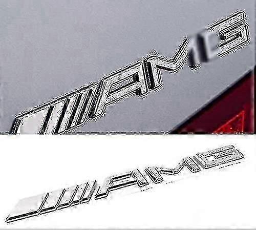 סמל AMG תלת-ממדי ABS לתא המטען האחורי של שנתון 2024 - קישוט תג מתנה (כרום), כסף_yyc