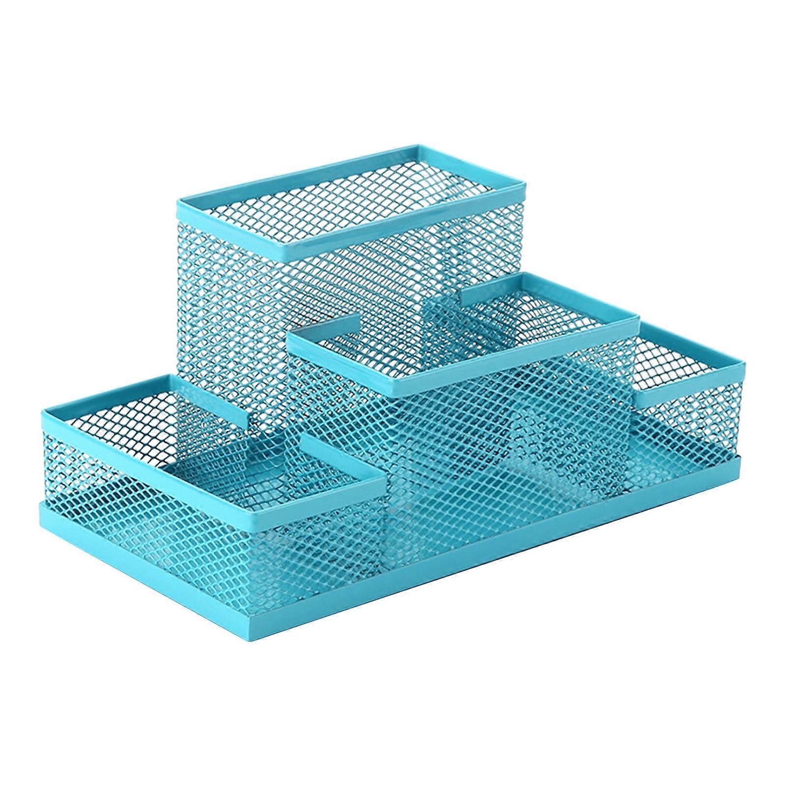 Mesh Metal Office Desk Organizer 3 Compartment Multi-Functional Design Holds Office Supplies & Accessories for Home Office Desktop Decration