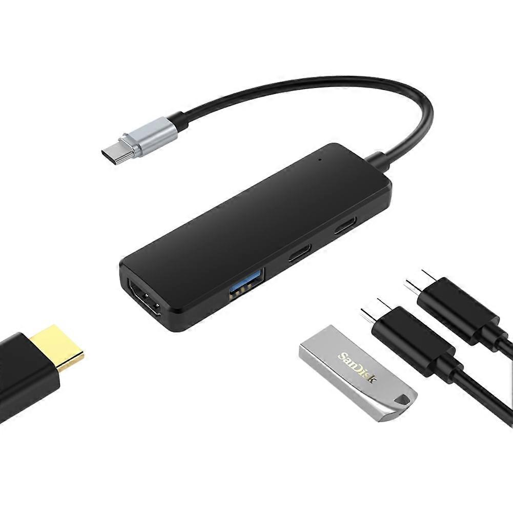 jixopn 4-In-1 Dock Station USB 3.0 2.0 HDMI-Compatible 4K Type-C PD 100W USB C Adapter USB C Dock Multiport Adapter for MacBook Pro Air