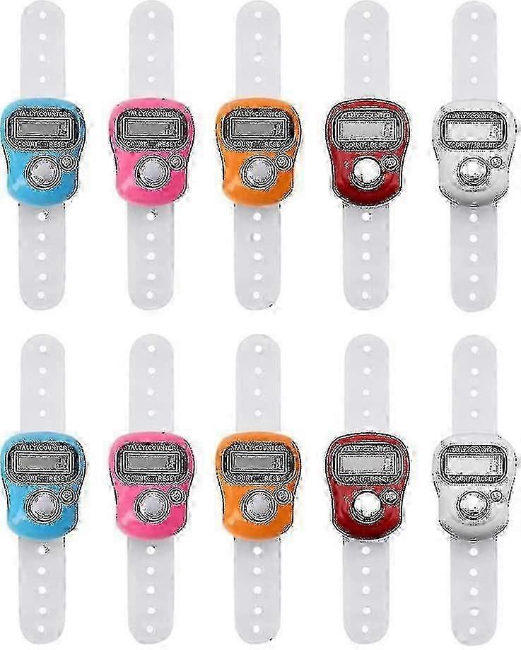 A 10-piece Hand & Finger Counter Set, an Electronic Lap Counter with a Resettable LCD Display, for Muslim Prayer or as a Case Counter