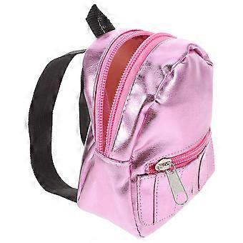 Mochila em miniatura para decoração de casa de bonecas e criação de cenas escolares, 11,00 x 11,00 x 5,00 cm, rosa, 1 conjunto.