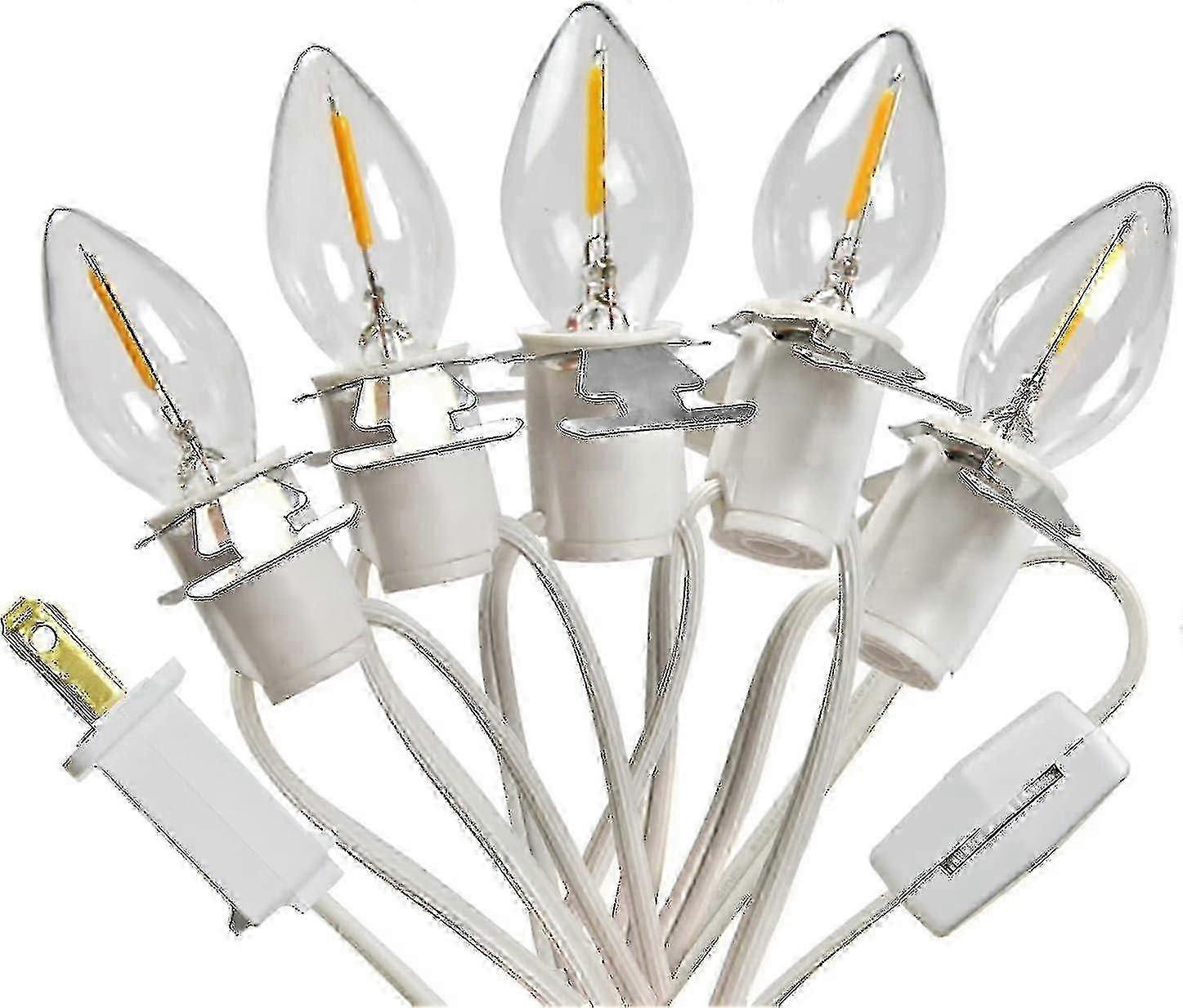 25-26 5 Base C7 String Bulbs Christmas Village Light Accessory Cord With 5 Led Light Bulb