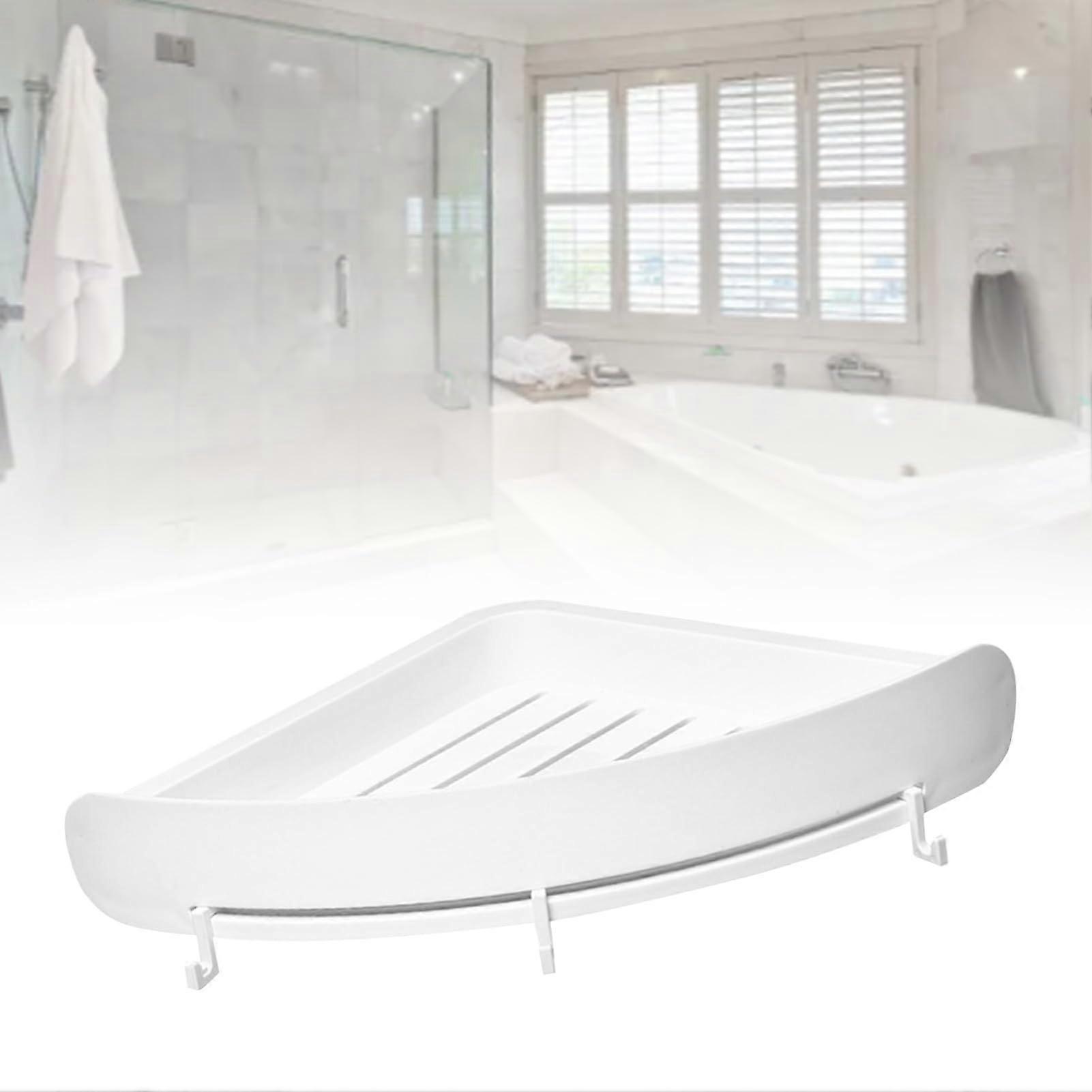 Wall Mounted Corner Shelf Triangular, SpaceSaving Shower Shelf For Bathroom And Toilet, White