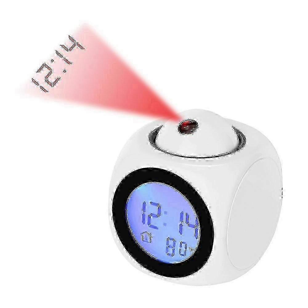 Alarm Clock Laser Projector Weather Alert Screen,multifunctional Projection Chime Clock Led Light Projection Alarm Clock Voice Chimemultifunctional Pr
