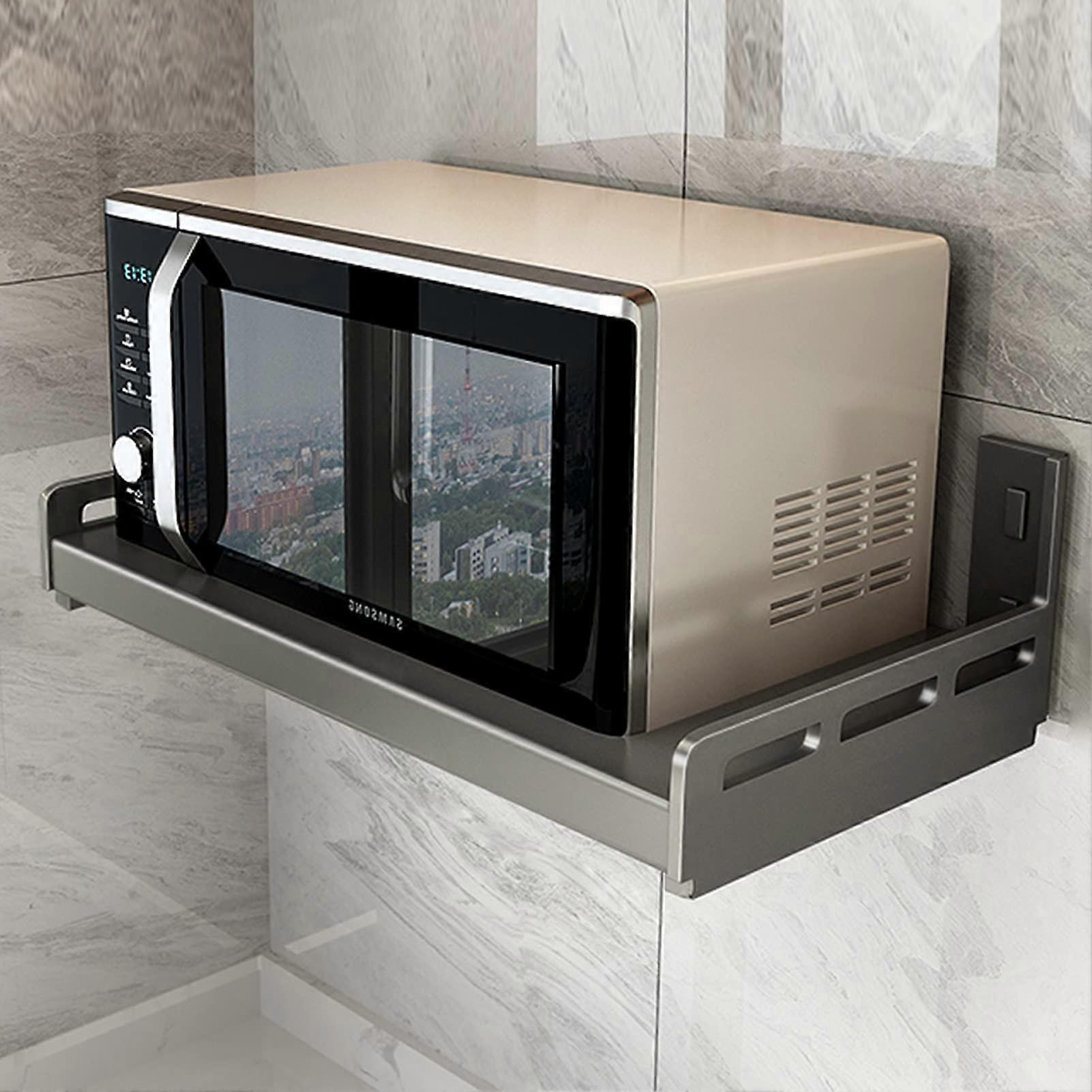 Wall Mounted Microwave Oven Shelf with Heavy Duty Design for Space Saving Kitchen Storage