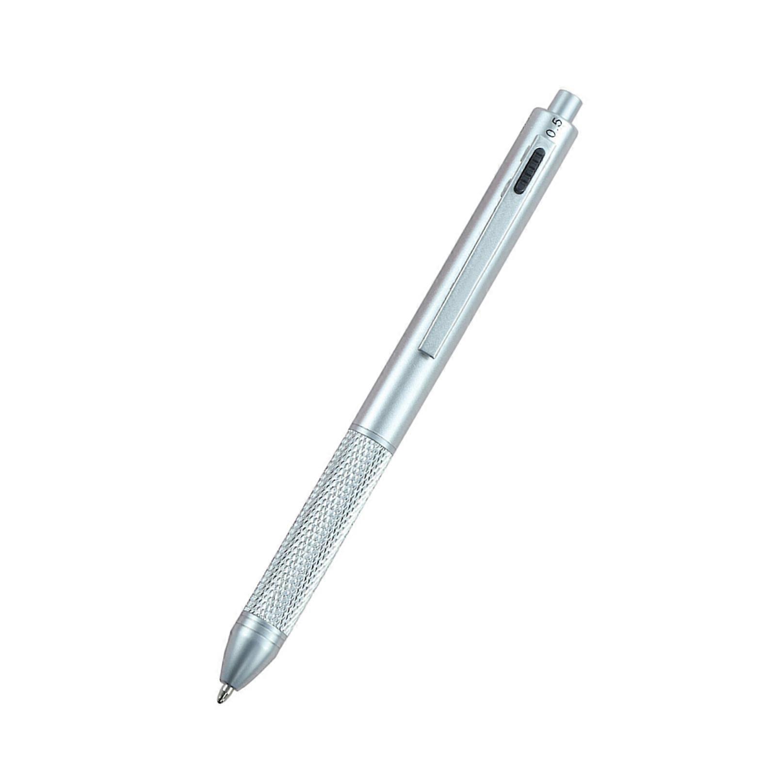 قلم حبر جاف متعدد الألوان 4 ألوان في 1 قلم متعدد الألوان 1.0 مم سلس لكتابة قلم حبر جاف معدني قابل للسحب للفضة المكتبية