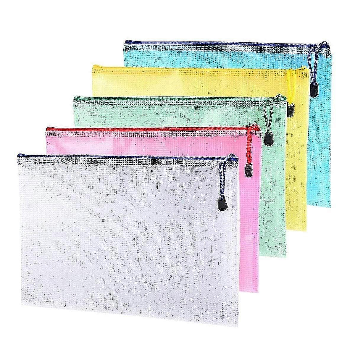 20 Pack Zipper File Bags A4 Mesh Document Bag Plastic Folders Wallets Office School Storage Pouches Compatible With Document Business