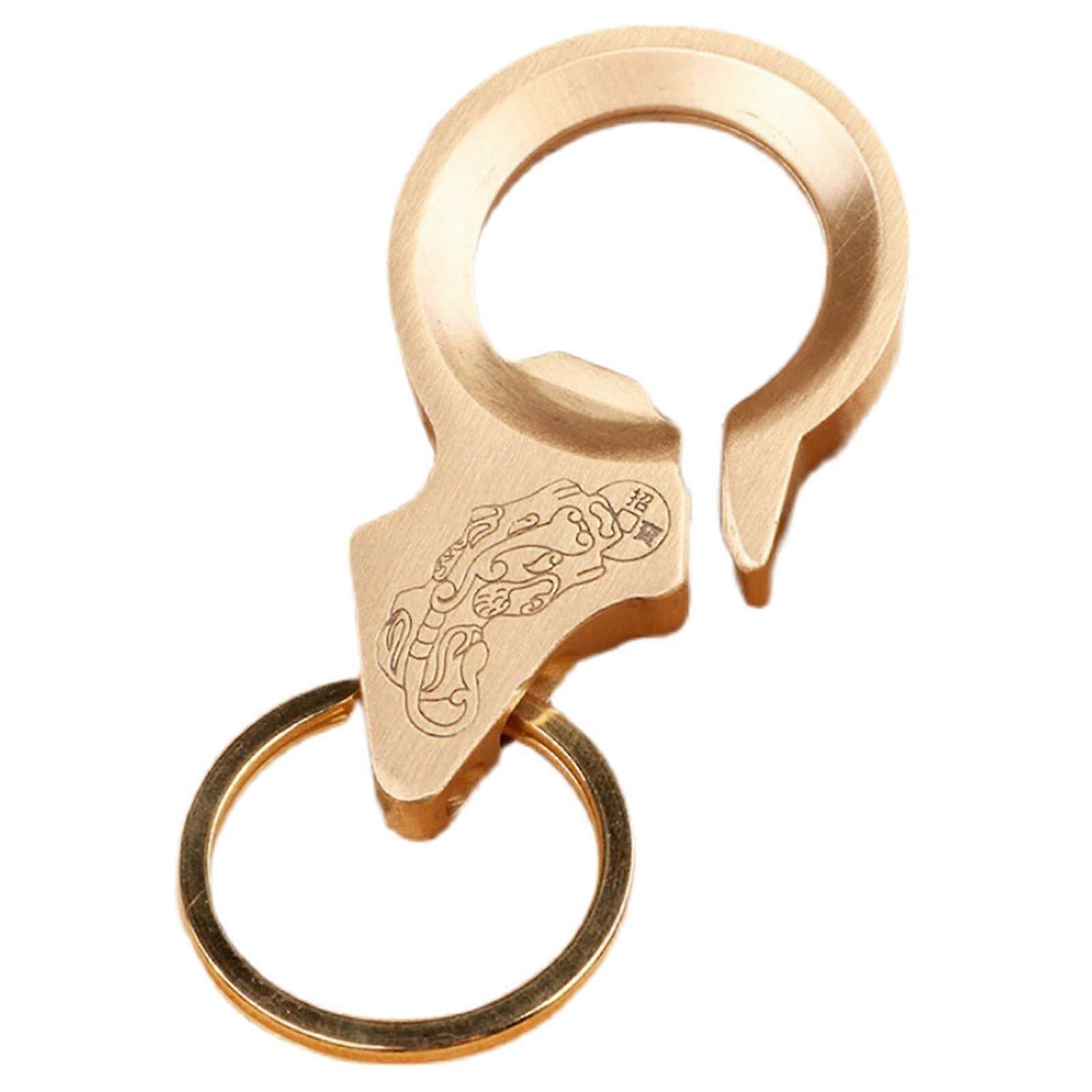 Brass Bottle Opener Keychain with Keyring, Mini Portable Beer Cap Opener for Men and Women