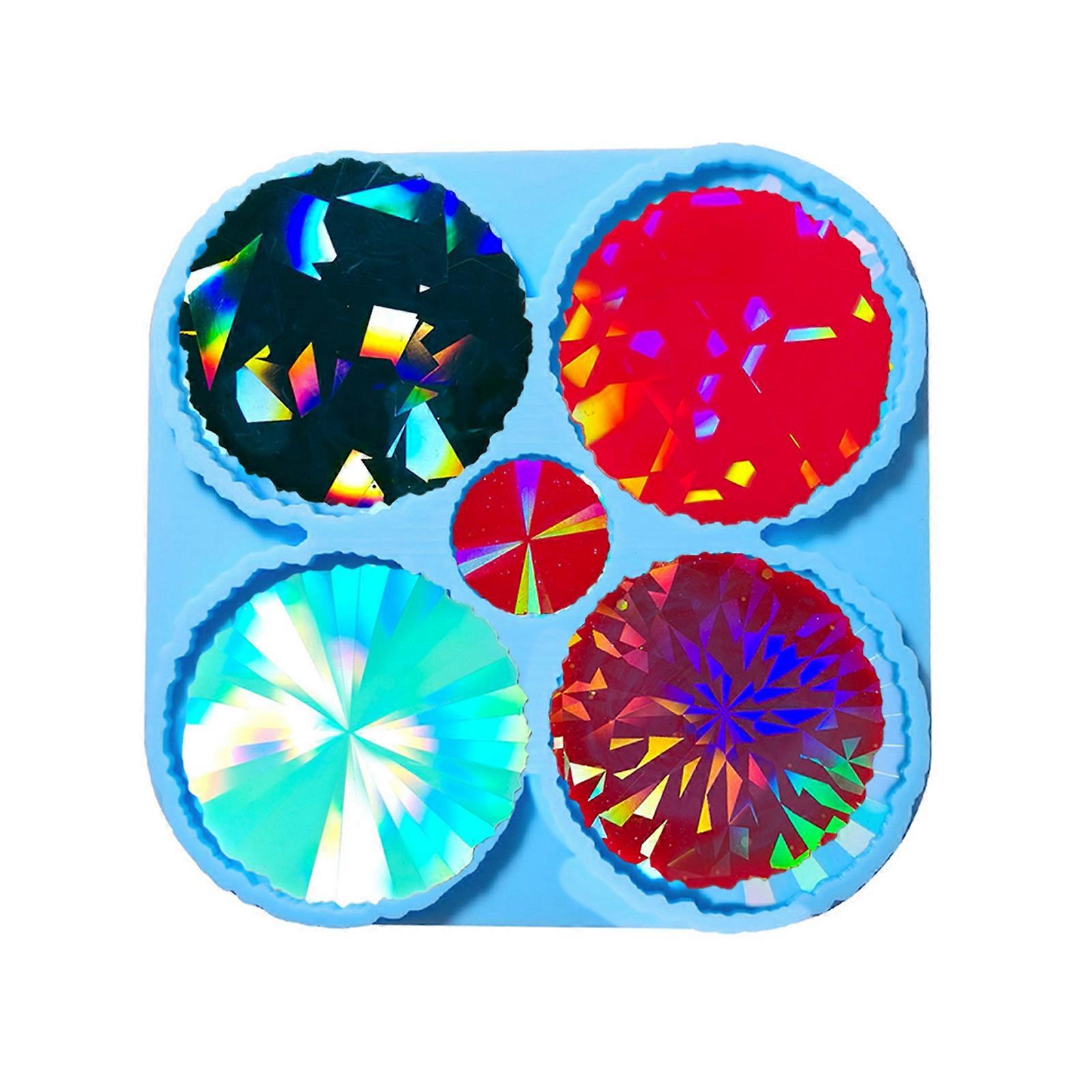Dazzling Silicone Mold for DIY Crystal Resin Cup Mats Eye catching Beverage Accessory with Unique Patterns Crafting Mold Multicolor