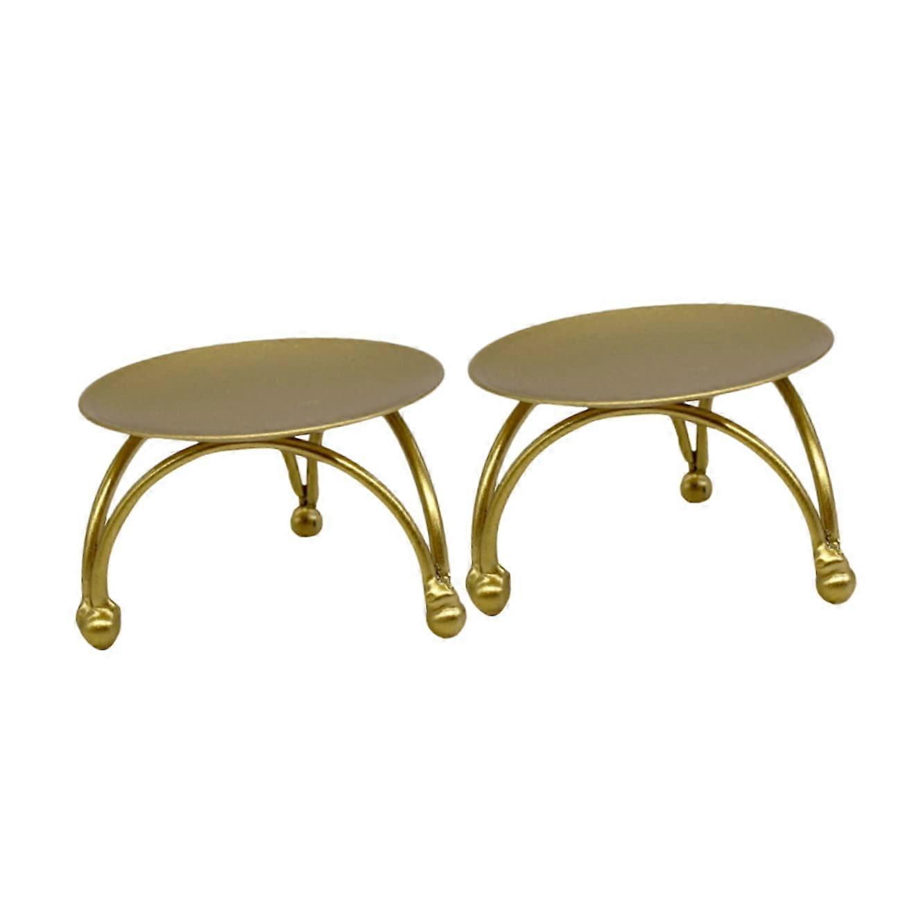 2 Pack Geometric Iron Candle Holders with Stable Trays for Tealights and Table Decoration