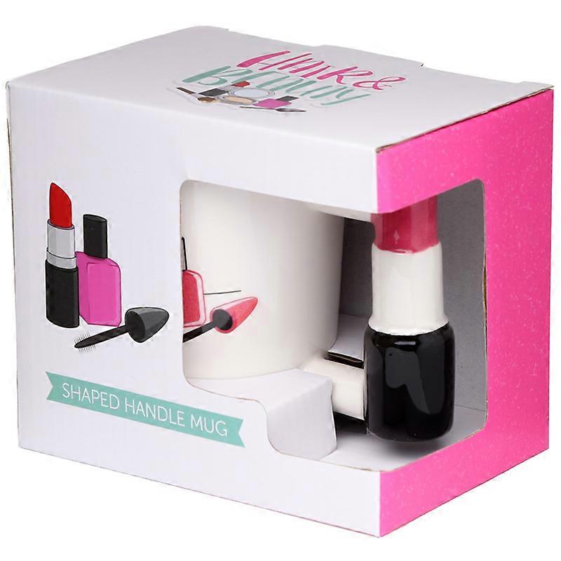 Shaped Handle Ceramic Mug - Lipstick 1 Pack