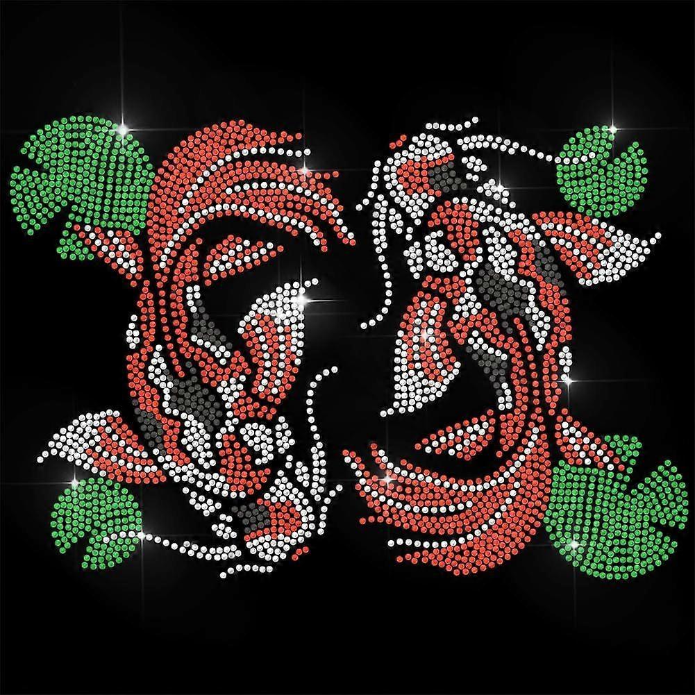 Red Rhinestone Iron on Transfer Koi and Lotus Leaf Bling Diamond Hotfix Patches for Clothes 11.6"x8.2" Large Iron On Sequin Applique for Jeans Jacket 