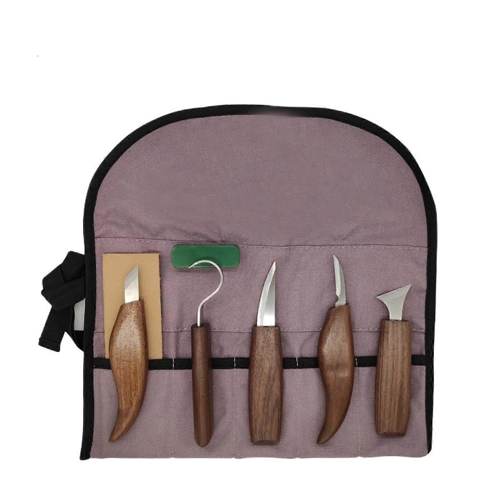 8 Piece SK5 Steel Wood Carving Chisel Set with Ergonomic Grip for Beginners and Craft Projects