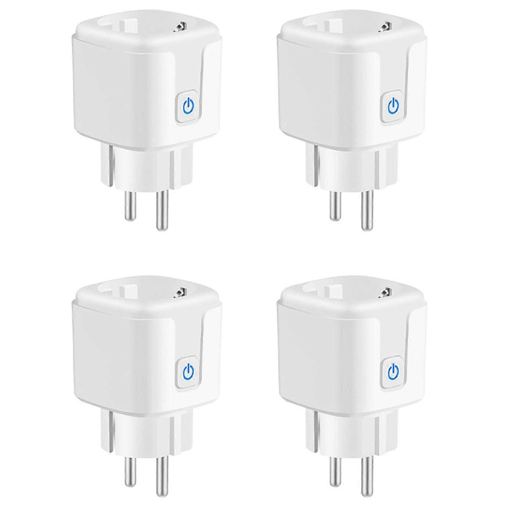4x Tuya Smart Wifi Plug EU 20A Smart Socket with Power Monitering Energy Saving Timing Remote Control Smart Life EU Plug