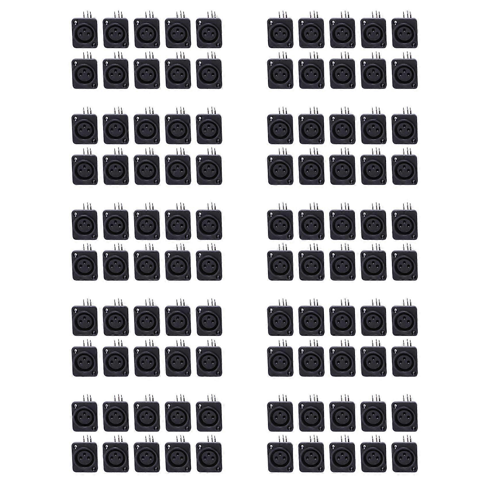 100pcs Black XLR 3pin Female Jack Panel Mount Chassis PCB Socket Connector