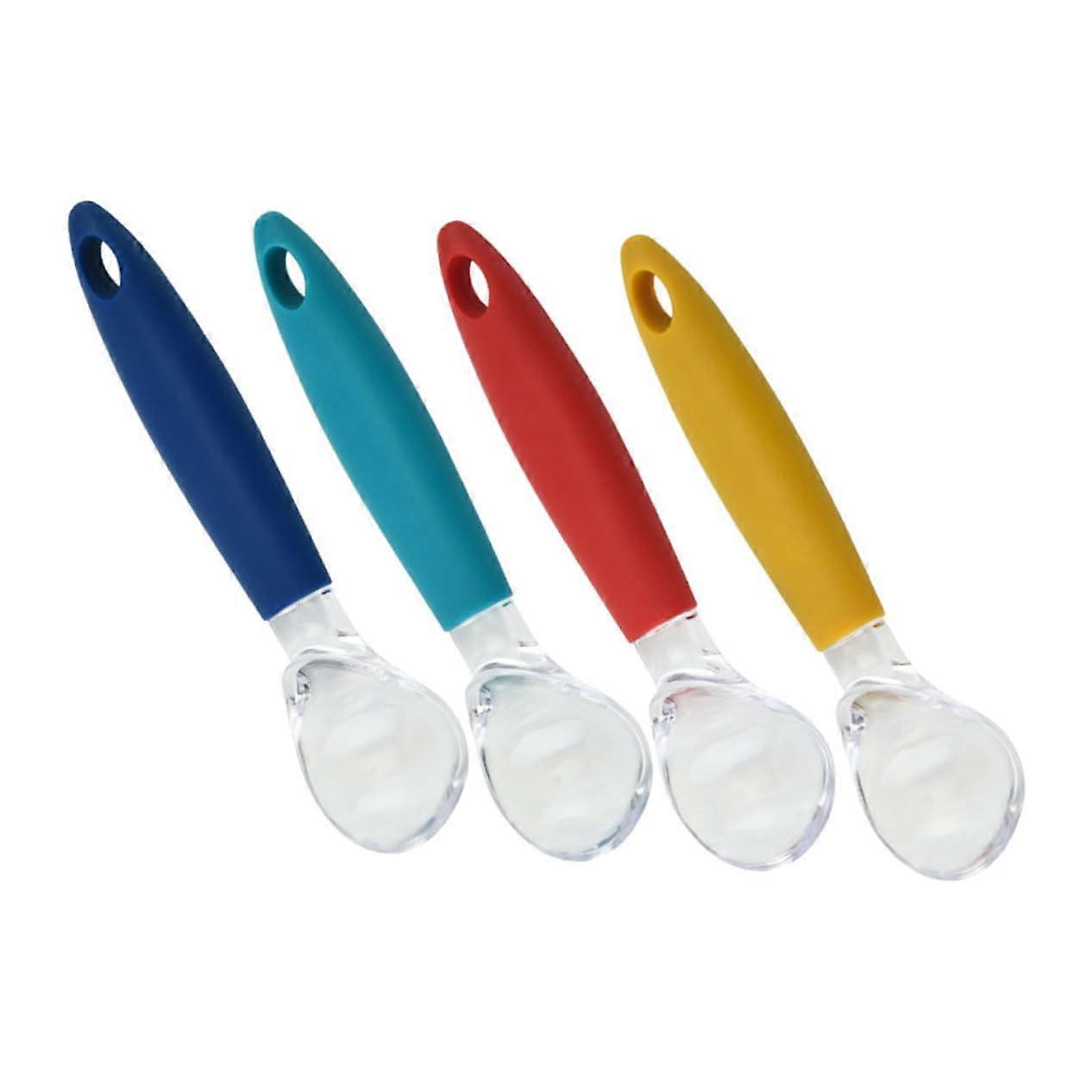 4pcs Durable Ice Cream Scoop Set with Ergonomic Grip for Kitchen Desserts – Yellow Red Green Blue