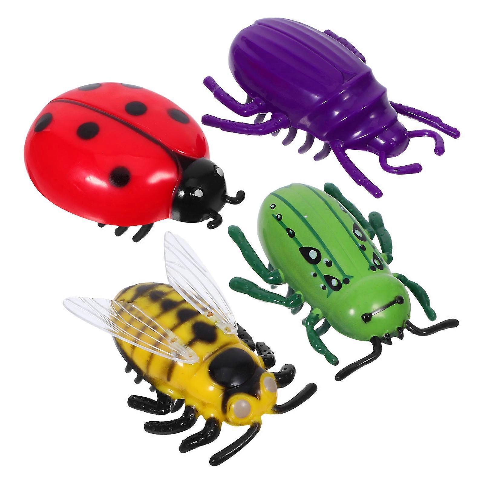 4 Pcs Simulation Insect Moving Toys Teaser Interactive Pet Auto Electric Walking Mini Insect with Button Battery (Mixed Style)