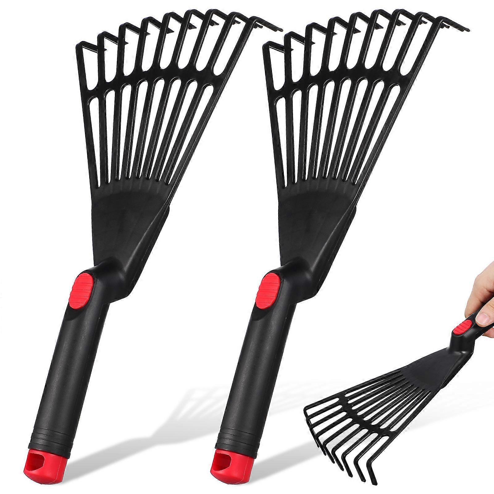 Durable Plastic Grass Rake for Efficient Gardening Reliable Black Rake with Acute Tines 2Pcs