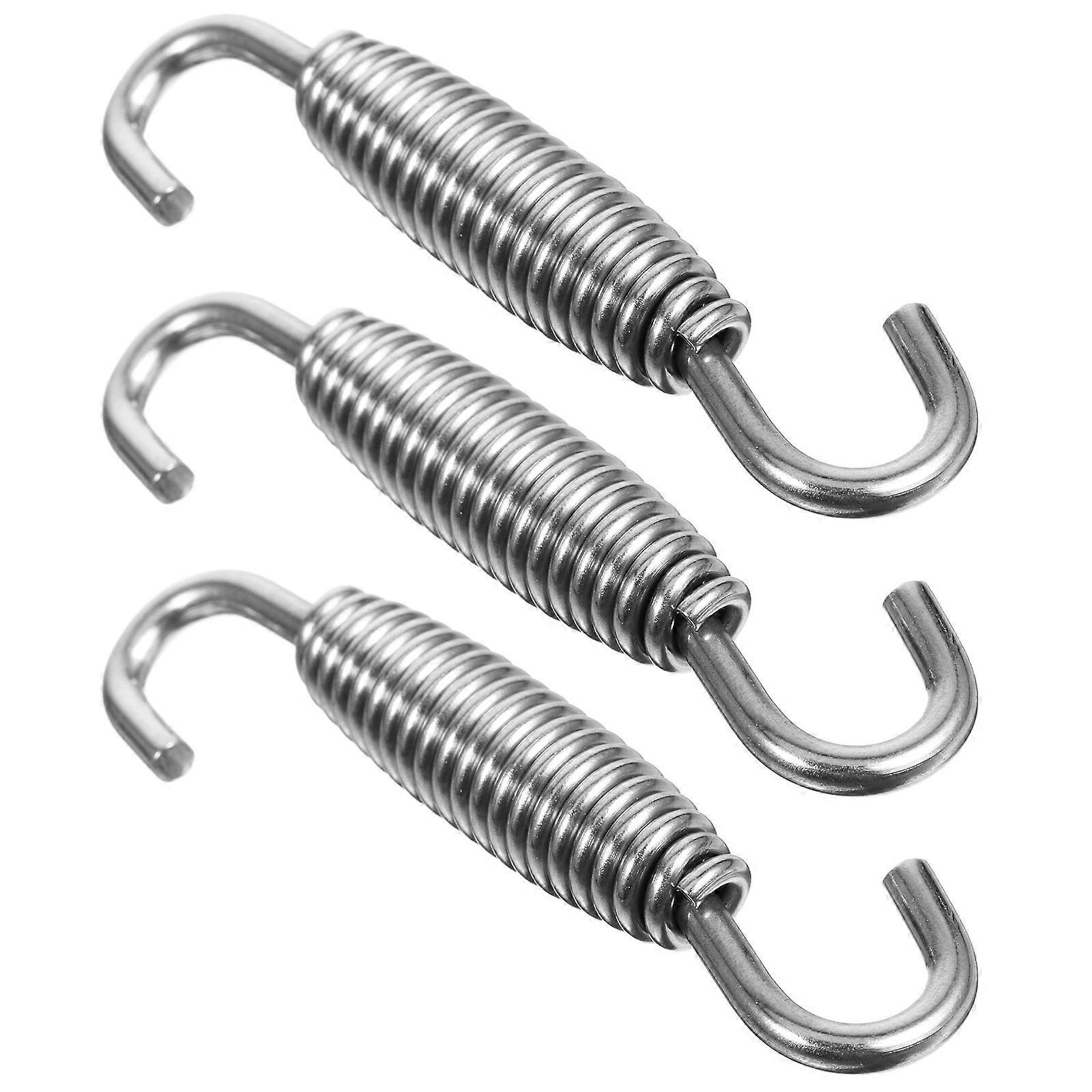 3Pcs Exhaust Pipe Spring Hook for Motorcycle Silver Stainless Steel