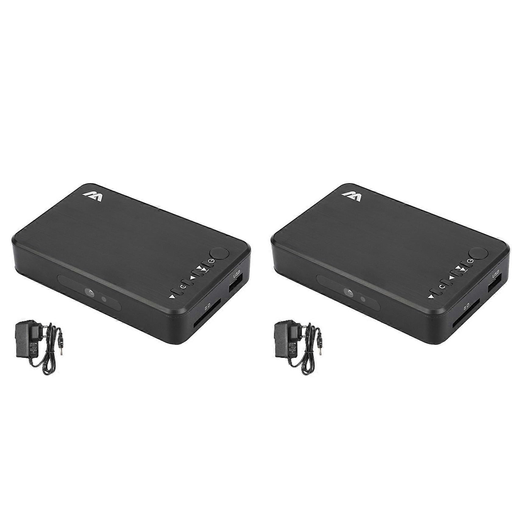 2X 1080P HD Multimedia Player Video Player H.264 AV/VGA Output USB HDD Player for Broadcasting/Advertising EU Plug