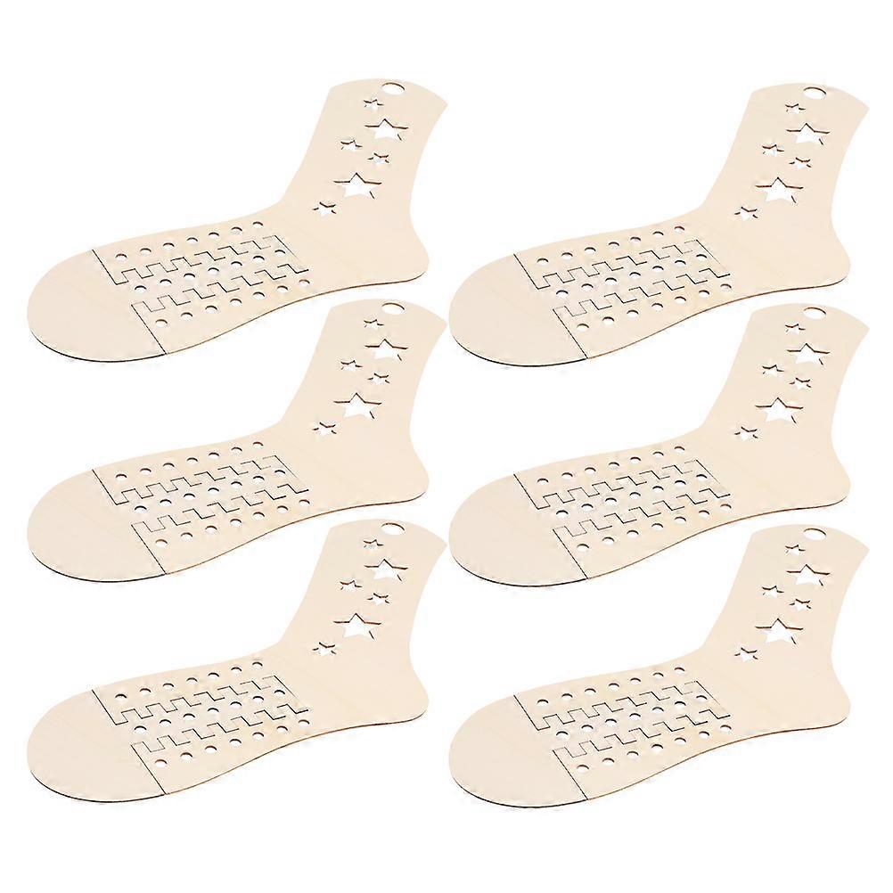 Wooden Sock Blockers Kit for Knitting 6Pcs Adjustable Sock Stretchers