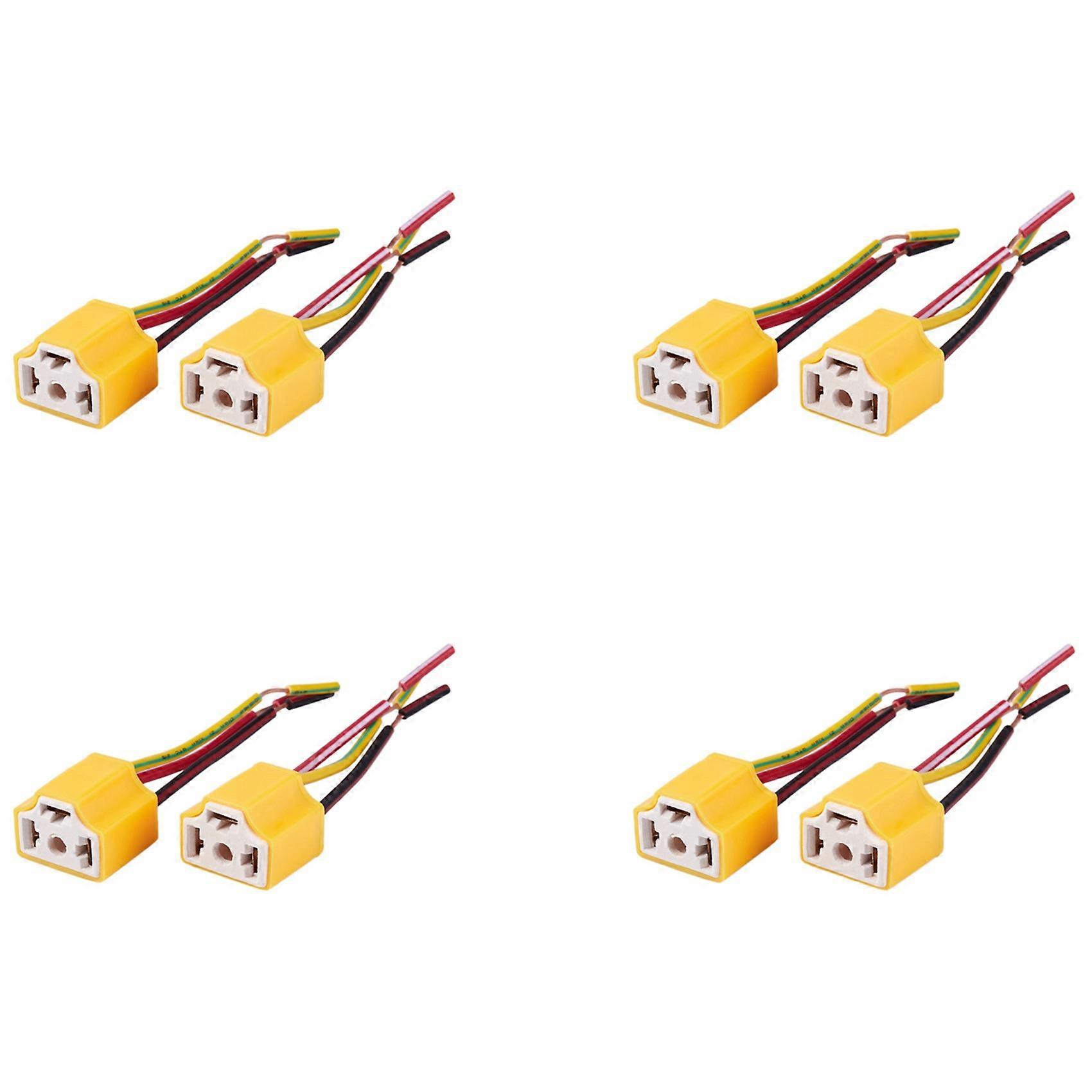 8 Pcs H4 9003 HB2 Female Ceramic Wire Harness Headlight Sockets Plug