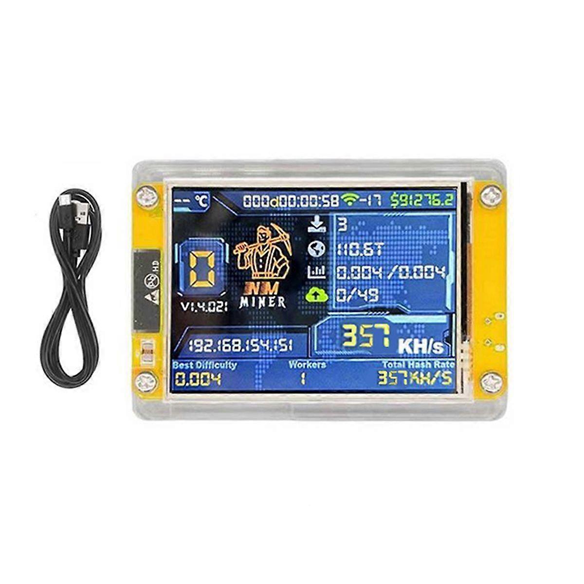 357KH/S NMMiner NerdMiner Bitcoin Crypto Solo Miner 2.8 Inch Smart Display NerdMiner Upgraded 357KH