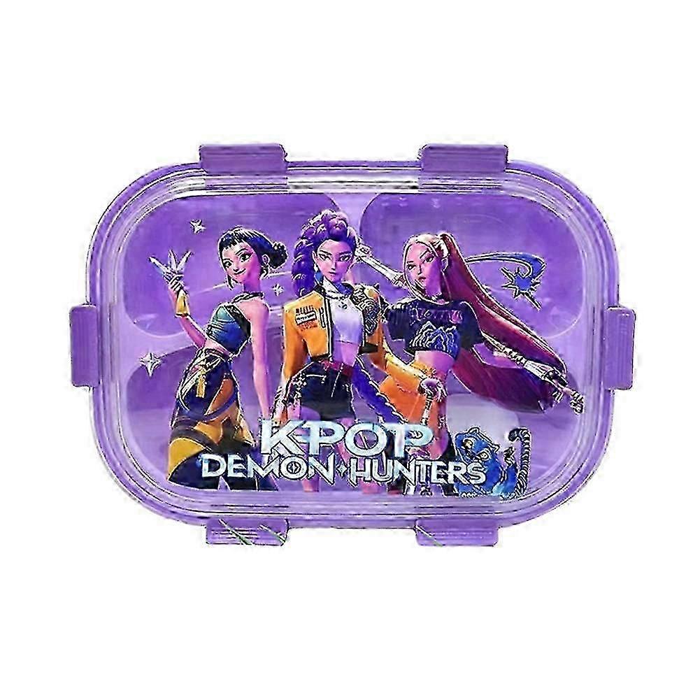K-Pop Demon Hunters Kids Lunch Box with Built-in Cutlery Compartments